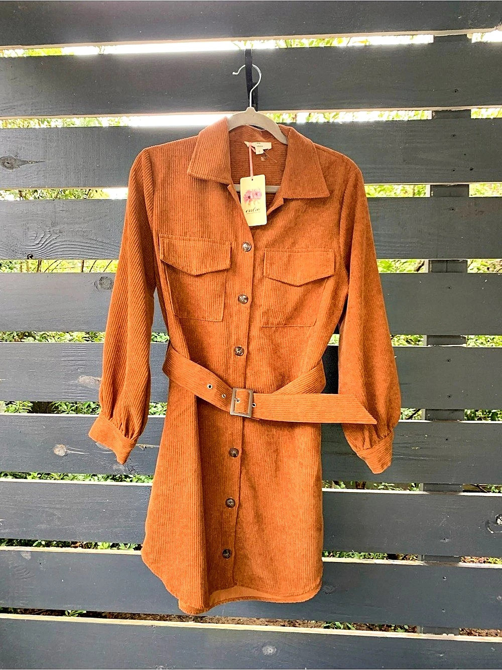 entro Button Corduroy Dress in Brown Size Small NWT